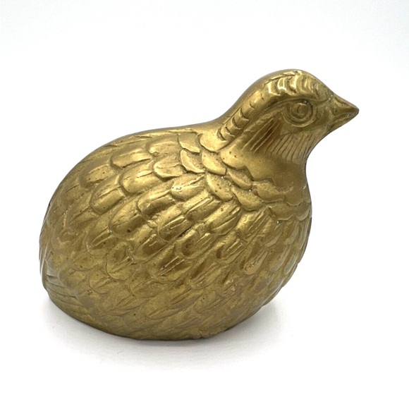 Vintage MCM Brass Sitting Quail Figurine - Picture 1 of 9